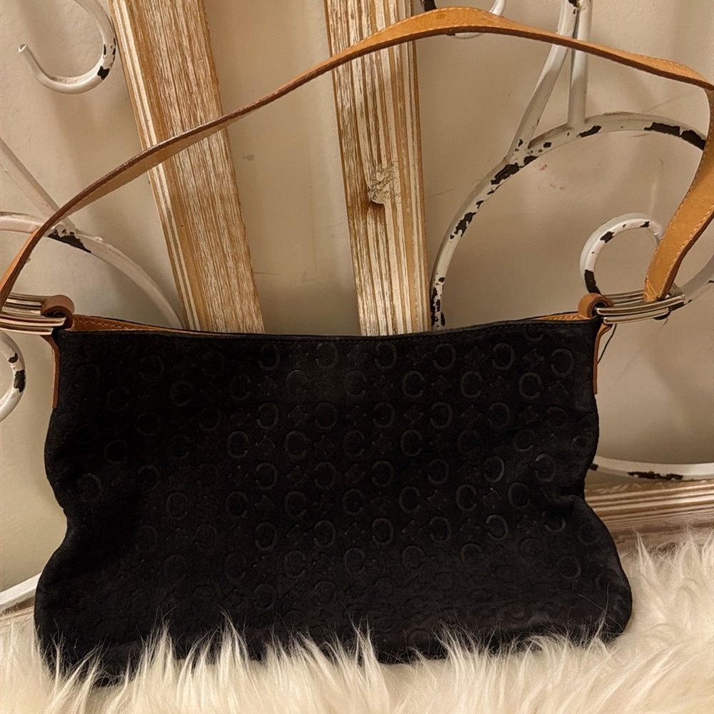 Celine Black and Tan Suede Shoulder Bag & Gorgeous Rich Leather Straps💕